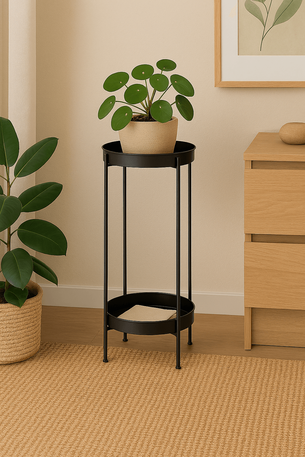 Mesa Lateral Metrô Aço Galvanizado Preto 60cm - ACASA